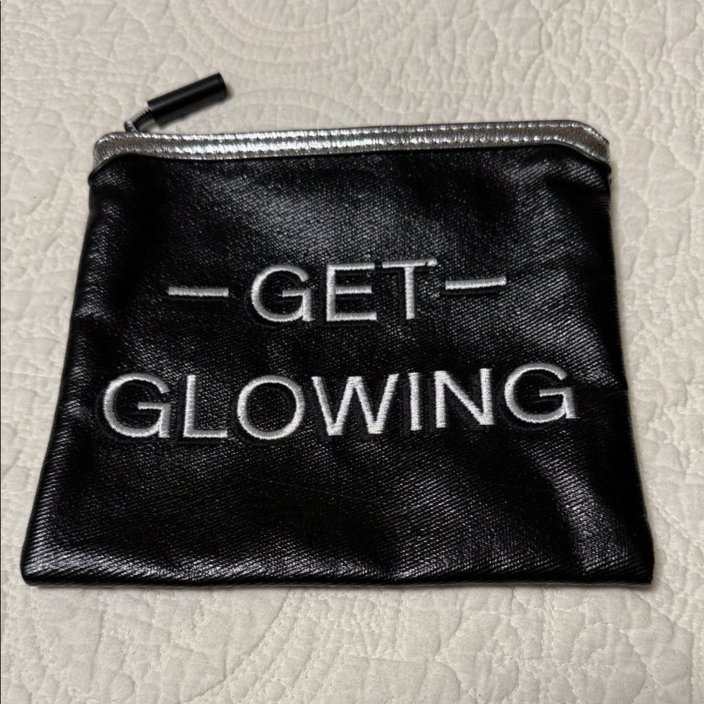 LimeLife Black and Silver Pouch with 'Get Glowing' Text